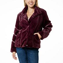 Colleen Lopez Faux Mink Jacket with Faux Leather Inserts