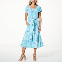 Colleen Lopez Flutter-Sleeve Midi Dress with Pockets