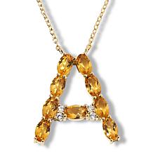 Colleen Lopez Gemstone and White Zircon Initial Pendant with Chain