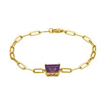 Colleen Lopez Gold-Plated Gemstone Station Paperclip Link Bracelet