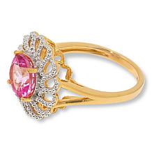 Colleen Lopez Gold-Plated Pink Topaz Round Floral Ring