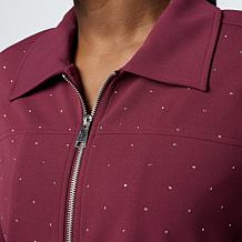 Colleen Lopez Knit Crepe Jacket with Mini Rhinestuds