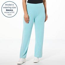 Colleen Lopez Knit Pull-On Wide Leg Pant w/ Rhinestone Embellishments