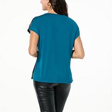 Colleen Lopez Mixed Media Sequin Detail Top