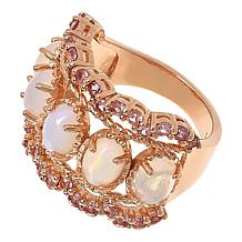 Colleen Lopez Opal and Pink Tourmaline Scalloped Wide Band Ring
