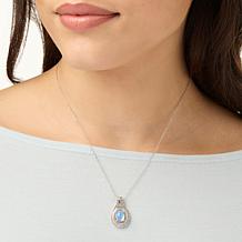 Colleen Lopez Opal and White Zircon Sterling Silver Pendant with Chain