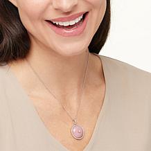 Colleen Lopez Round Gemstone White Zircon Halo Pendant with Chain