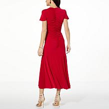 Colleen Lopez Ruched Flutter-Sleeve Dress