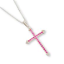 Colleen Lopez Sapphire and Diamond Cross Pendant with Chain