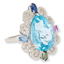 Colleen Lopez Sky Blue Topaz, Sapphire and Diamond Ring