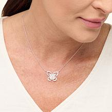 Colleen Lopez Sterling Silver 3/8"ctw Pavé White Diamond Drop Necklace