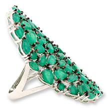 Colleen Lopez Sterling Silver 8.3ctw Emerald Cluster Ring