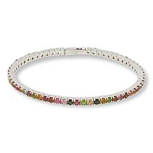 Colleen Lopez Sterling Silver Gemstone Flexible Bangle Bracelet