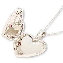 Colleen Lopez Sterling Silver Gemstone Heart Locket with 18" Chain