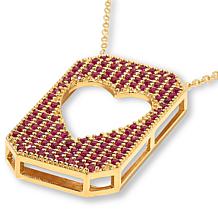 Colleen Lopez Sterling Silver Gemstone Heart Tag Pendant with Chain