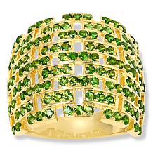 Colleen Lopez Sterling Silver Gemstone Woven Link Wide Band Ring