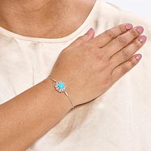 Colleen Lopez Sterling Silver Turquoise White Zircon Bolo Bracelet