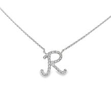Colleen Lopez White Diamond Initial Drop Chain Necklace
