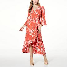 Colleen Lopez Wrap-Style Printed Hi-Low Dress 