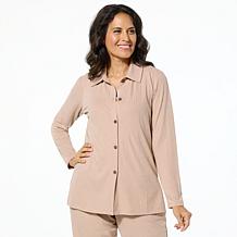 Comfort Code Ribbed Knit Collared Cardigan Top