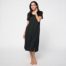 Comfort Code Stretch Jersey Knit Tiered Hem Midi Lounge Dress | HSN