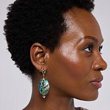 Connie Craig Carroll Jewelry Abalone and Cultured Pearl Drop Earrings