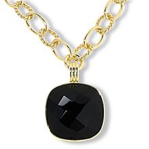Connie Craig Carroll Jewelry Fern Square Black Agate Pendant Necklace