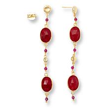 Connie Craig Carroll Jewelry Red Corundum & Topaz Dangle Earrings