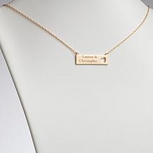 Couple's Names Open Heart Bar Necklace 