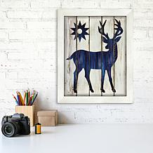 Courtside Market Buck and Sun 10.5" x 14" Wood Art - Navy Blue
