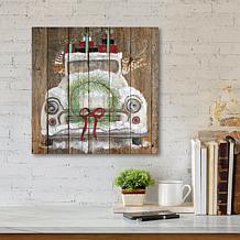 Courtside Market Christmas Truck 14" x 14" Wood Art