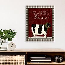 Courtside Market Cow Christmas Farm 18x26 Canvas Wall Art