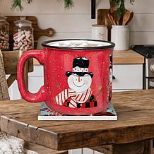 Courtside Market Happy Snowmen - 15 oz Mug and Coaster Set