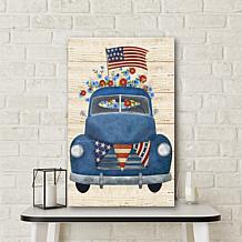 Courtside Market Patriotic Blue Truck Canvas Wall Art - 24" x 36" 