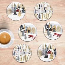 Courtside Market Winter 6-piece Ceramic Coaster Set