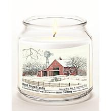 Courtside Market Winter Barn with Mill Infused Wax Candle in Glass Jar