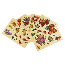 Craft Buddy Crystal Art 6-Piece Floral Stickers 