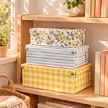Craft Buddy Lemons & Prints Stacking Storage Boxes 3-piece Set