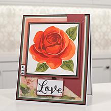 Crafter's Companion Rose Floral Layering Stencil, Stamp & Ink Pad Set