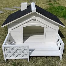CritterSitters 27" Tall Outdoor Raised Pet House with Porch - White