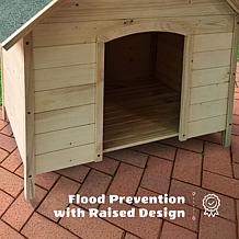 CritterSitters 41"T Outdoor Raised Log Cabin Style Pet House - Natural