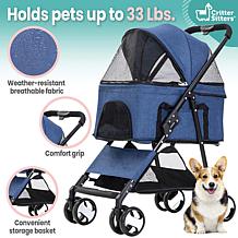 CritterSitters Single Pet Stroller for Pets 33 Lbs. and Under - Blue