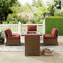 Crosley Bradenton Conversation Set Sangria/Weathered Brown - 5 Piece
