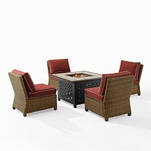 Crosley Bradenton Conversation Set Sangria/Weathered Brown - 5 Piece