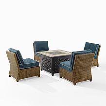 Crosley Bradenton Wicker Conversation Set Navy/Weathered Brown-5 Piece