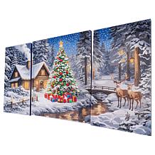 Crystal Art Triptych Canvas - Snowfall Lodge