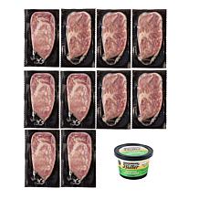 Curtis Stone 10-pack 6 oz. Boneless Pork Ribeyes w/ 3.5 oz. Butter AS