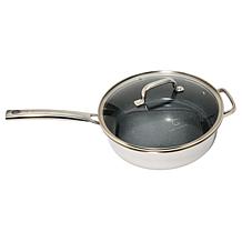 Curtis Stone Tri-Ply SS 5qt Dura-Pan Ceramic Sauté Pan with Lid