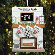 Custom Personalization Fireplace Mantel Family of 3 Ornament