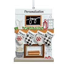 Custom Personalization Fireplace Mantel Family Personalized Ornament